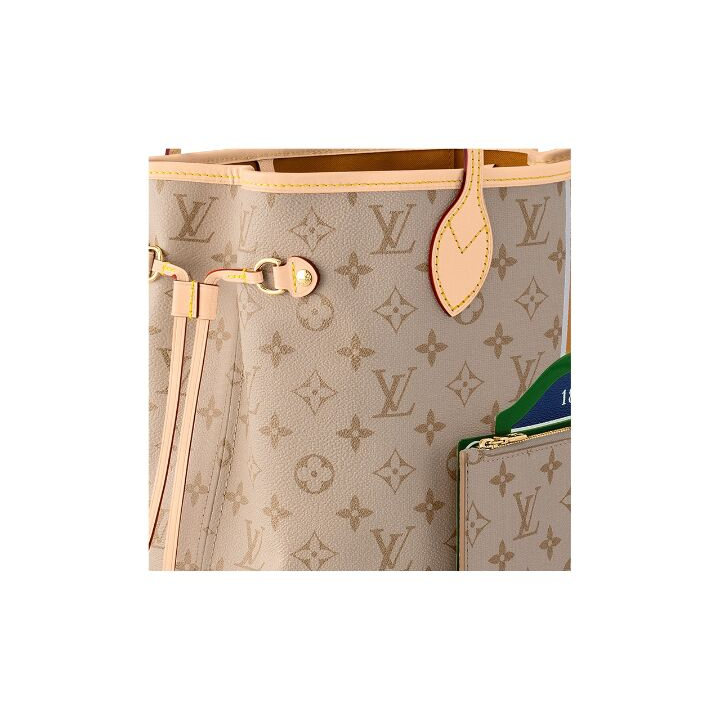 LOUIS VUITTON NEVERFULL MM 通体字母徽标 帆布拼牛皮饰边 托特包Tote包购物袋单肩手提包 中号 女款 棕色