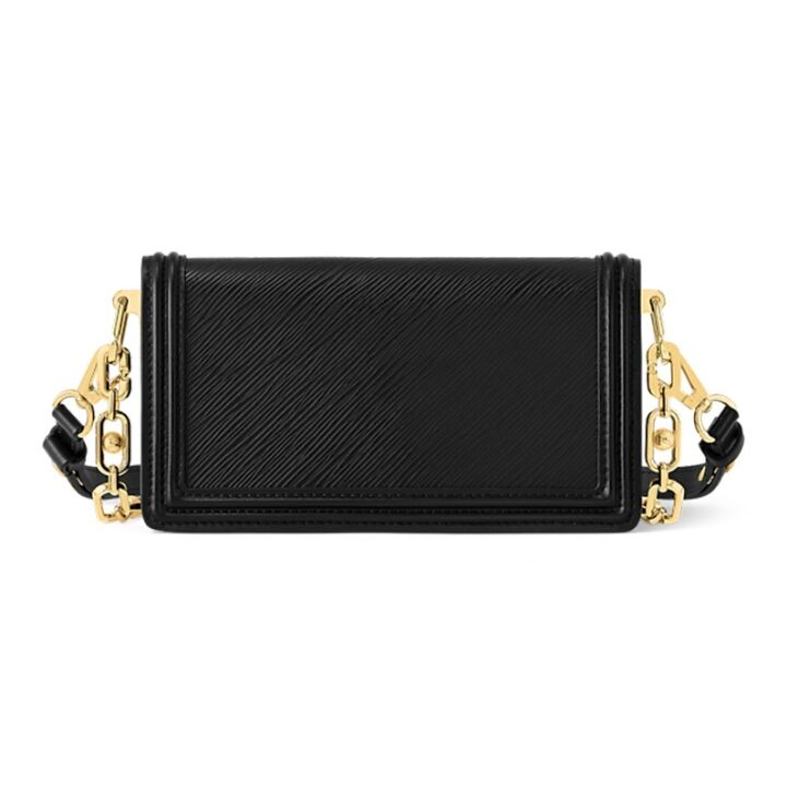 LOUIS VUITTON Dauphine 可拆卸可调节肩带拼色 牛皮革 手提斜挎单肩包 女款 黑色
