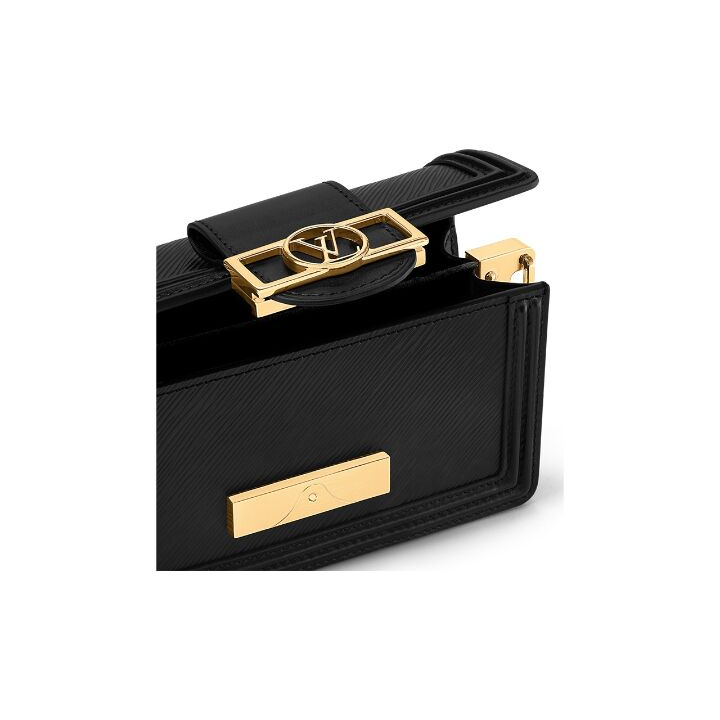 LOUIS VUITTON Dauphine 可拆卸可调节肩带拼色 牛皮革 手提斜挎单肩包 女款 黑色