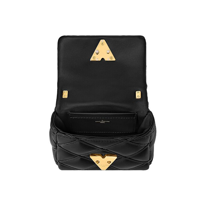LOUIS VUITTON Pico GO-14 可滑动链条扭锁开合 羊皮革 斜挎单肩包 女款 黑色