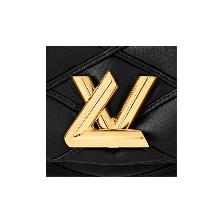 LOUIS VUITTON Pico GO-14 可滑动链条扭锁开合 羊皮革 斜挎单肩包 女款 黑色