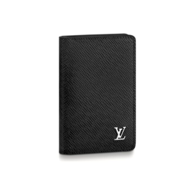 LOUIS VUITTON SLIM PURSE拉链开合 帆布拼牛皮革 手拿包 男女同款情侣款 深黄色