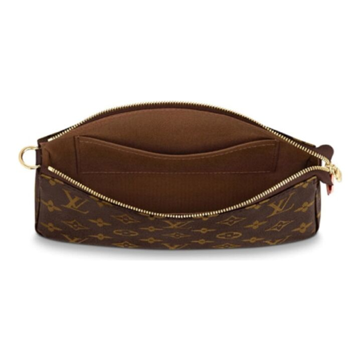 LOUIS VUITTON 大麻将 经典老花 帆布拼牛皮皮革饰边 腋下包手提单肩包 女款 棕色