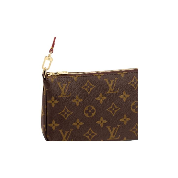 LOUIS VUITTON 大麻将 经典老花 帆布拼牛皮皮革饰边 腋下包手提单肩包 女款 棕色
