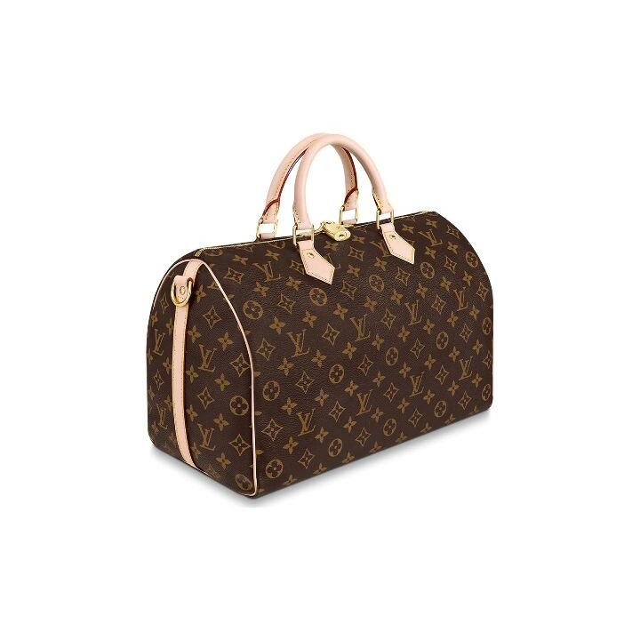 LOUIS VUITTON Speedy 35 可拆卸可调节肩带 枕头包 经典老花 手提单肩包 女款 棕色