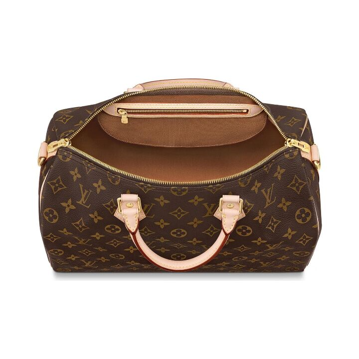 LOUIS VUITTON Speedy 35 可拆卸可调节肩带 枕头包 经典老花 手提单肩包 女款 棕色