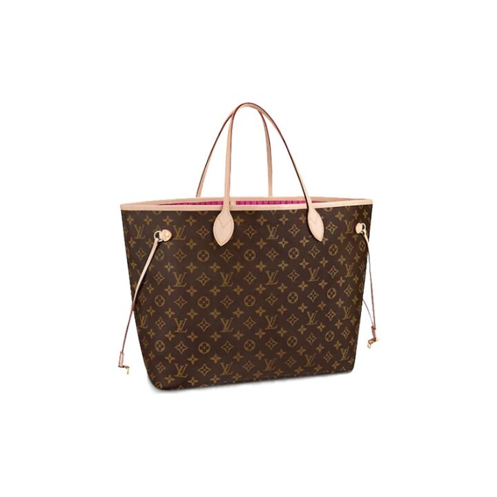 LOUIS VUITTON NEVERFULL GM 经典老花 涂层帆布拼牛皮革饰边 包子母包Tote包购物袋单肩手提包 大号 女款 棕色 #牡丹粉内里#