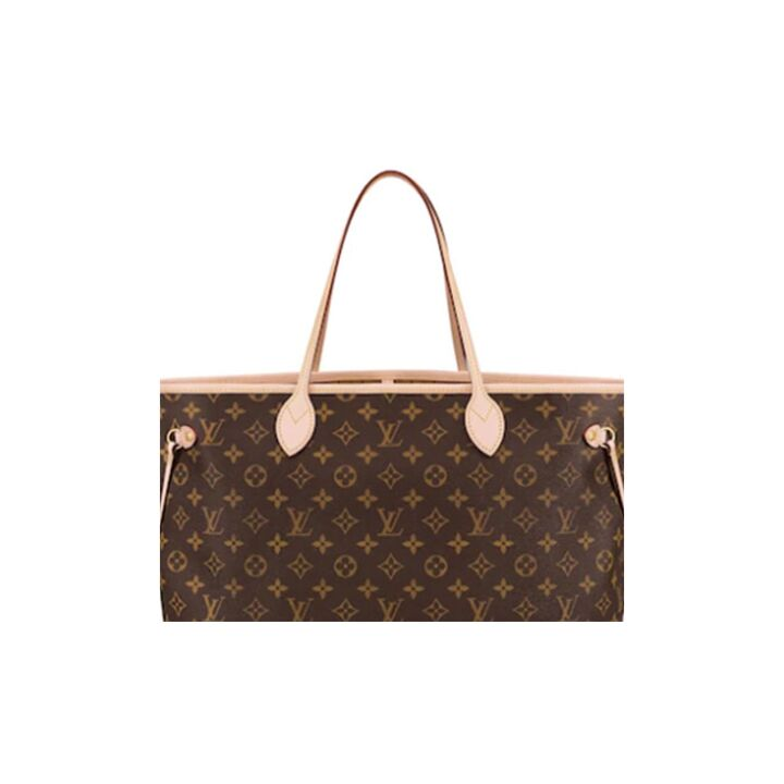 LOUIS VUITTON NEVERFULL GM 经典老花 涂层帆布拼牛皮革饰边 包子母包Tote包购物袋单肩手提包 大号 女款 棕色 #牡丹粉内里#