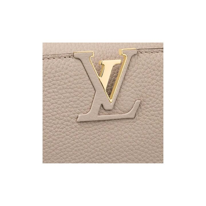 LOUIS VUITTON Capucines 大Logo 牛皮 手提单肩斜挎包 中号 女款 浅咖啡色