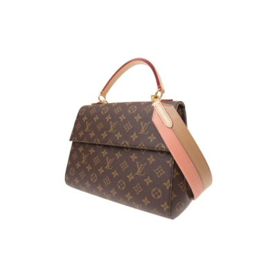 LOUIS VUITTON 经典老花图案印花 皮革 单肩斜挎手提包 女款 棕色