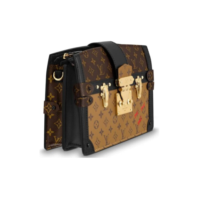 LOUIS VUITTON Trunk Clutch 经典老花印花可拆卸肩带 涂层帆布拼小牛皮饰边 盒子包小方包链条包手拿单肩斜挎包 女款 棕色 礼物