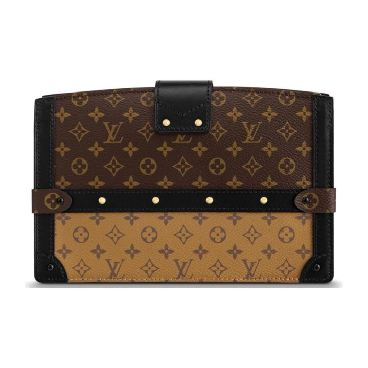 LOUIS VUITTON Trunk Clutch 经典老花印花可拆卸肩带 涂层帆布拼小牛皮饰边 盒子包小方包链条包手拿单肩斜挎包 女款 棕色 礼物