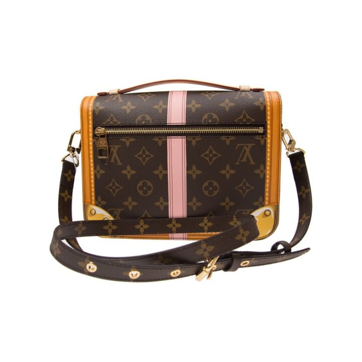 LOUIS VUITTON 宫廷版设计 限量款 经典老花 皮革 邮差包单肩斜挎手提包 女款 棕色/黄色