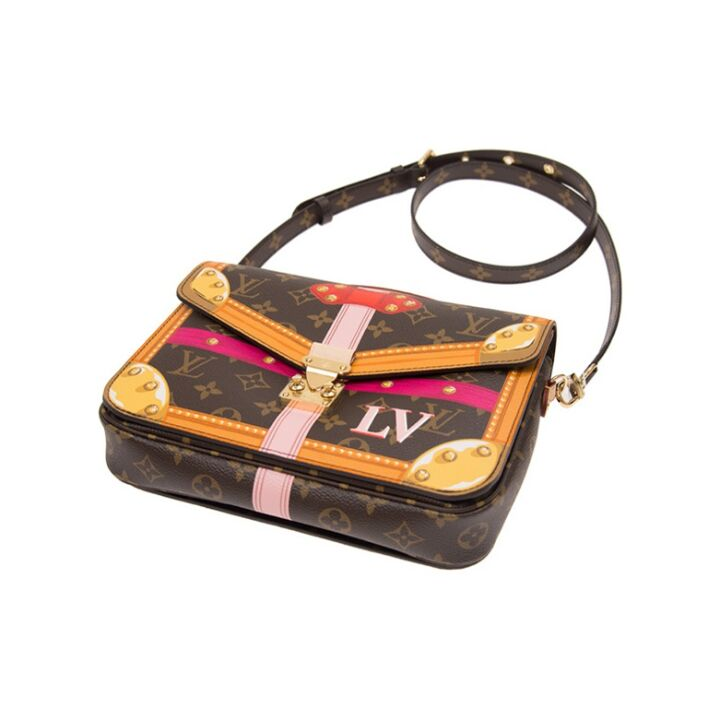 LOUIS VUITTON 宫廷版设计 限量款 经典老花 皮革 邮差包单肩斜挎手提包 女款 棕色/黄色