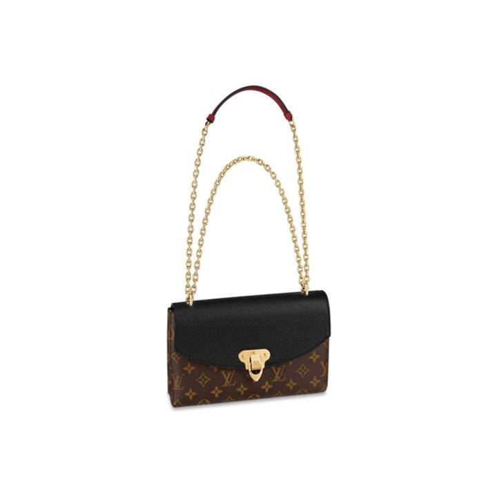 LOUIS VUITTON Saint Placide 帆布 链条包单肩手提包 女款 黑/棕色