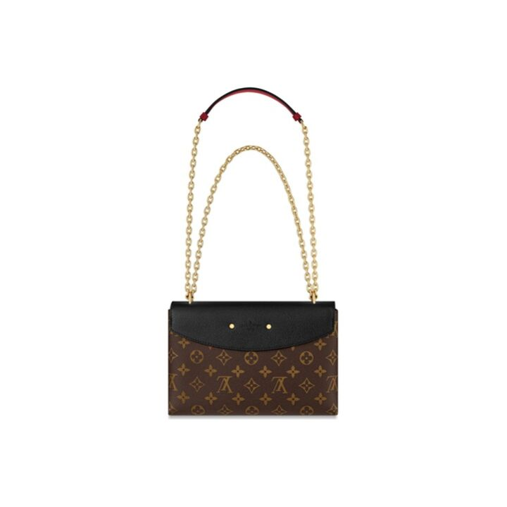 LOUIS VUITTON Saint Placide 帆布 链条包单肩手提包 女款 黑/棕色