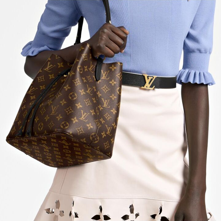 LOUIS VUITTON NONO MM 老花满印抽绳水桶包 帆布拼皮 手提单肩斜挎包 中号 女款 棕色
