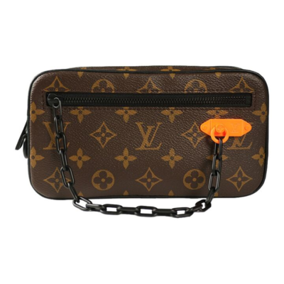 LOUIS VUITTON Pochette Volga 老花链条 牛皮 手拿包 男女同款情侣款 棕色