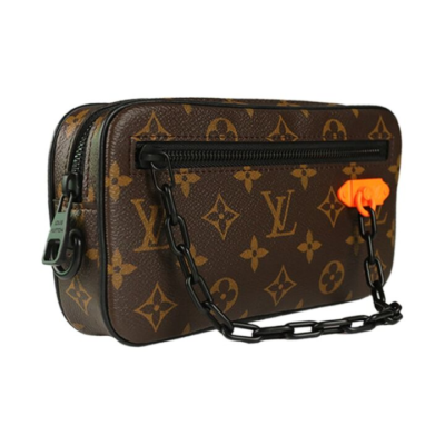 LOUIS VUITTON Pochette Volga 老花链条 牛皮 手拿包 男女同款情侣款 棕色