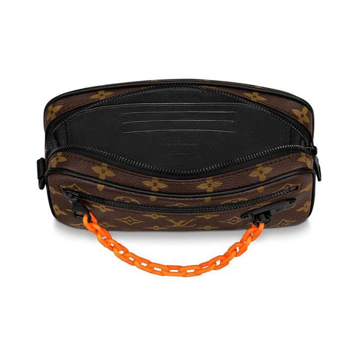 LOUIS VUITTON Pochette Volga 老花满印拉链开合 织物拼帆布 手腕包手拿包 男款 棕色