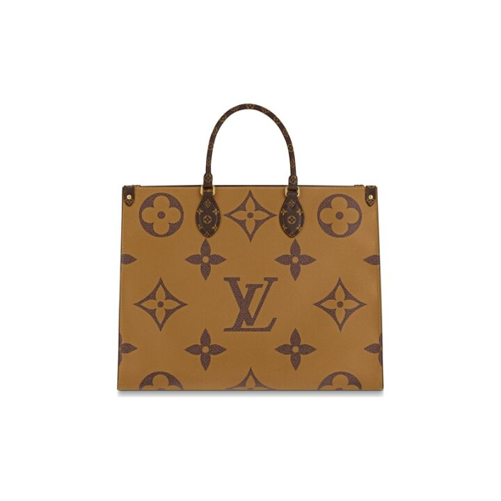 LOUIS VUITTON ONTHEGO GM#老花肩带#经典标志性Logo老花满印 涂层帆布 托特包Tote包购物袋单肩手提包 大号 女款 棕色/焦糖色拼色