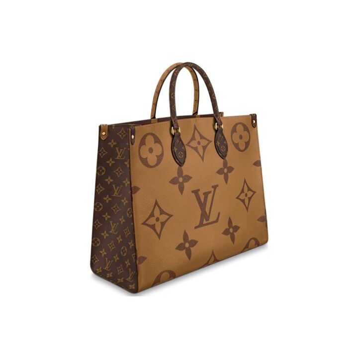 LOUIS VUITTON ONTHEGO GM#老花肩带#经典标志性Logo老花满印 涂层帆布 托特包Tote包购物袋单肩手提包 大号 女款 棕色/焦糖色拼色