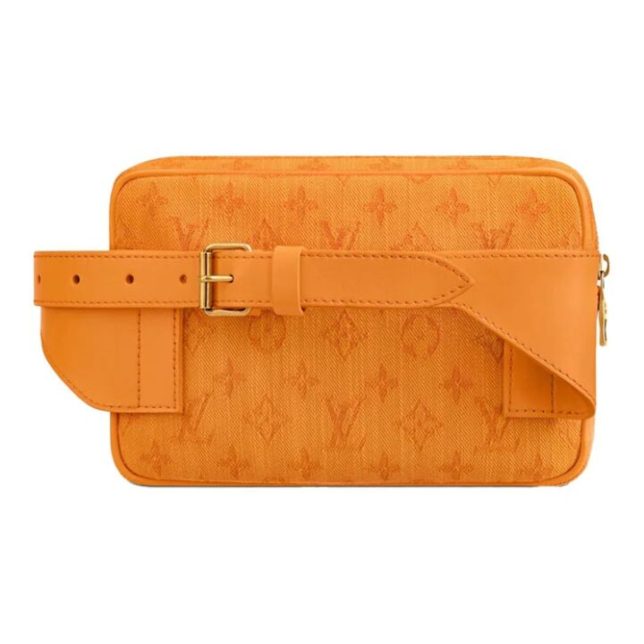 LOUIS VUITTON Outdoor 拉链开合 皮革 腰包 男款 橘色