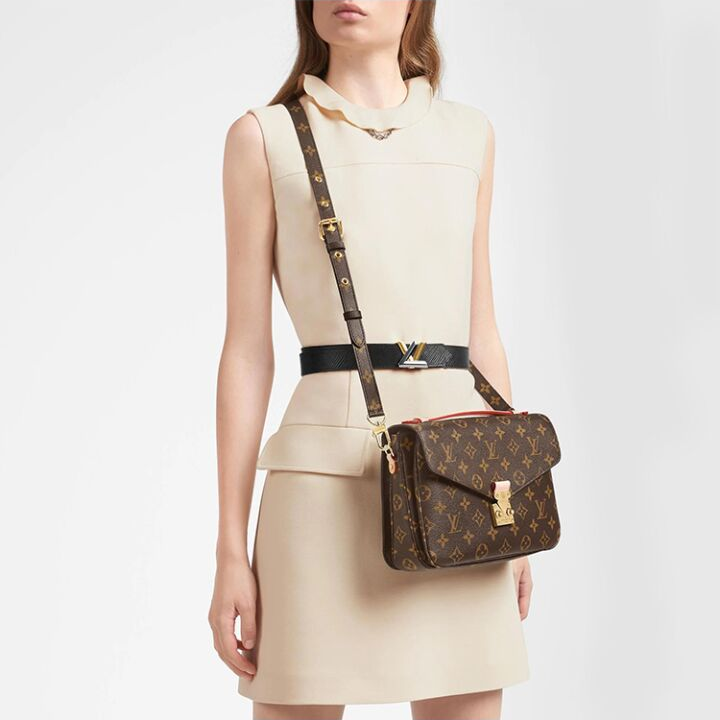 LOUIS VUITTON Pochette Metis 经典复古便携 涂层帆布拼牛皮饰边 腋下包邮差包单肩斜挎手提包 女款 棕色
