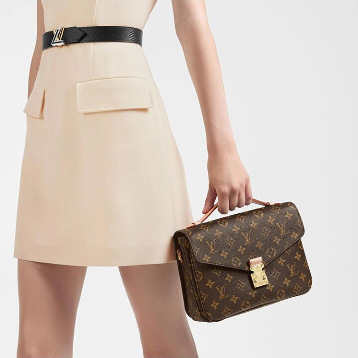 LOUIS VUITTON Pochette Metis 经典复古便携 涂层帆布拼牛皮饰边 腋下包邮差包单肩斜挎手提包 女款 棕色