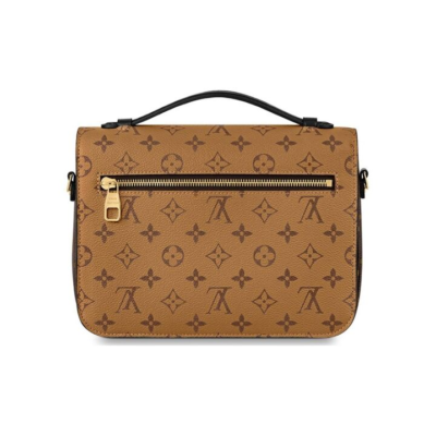 LOUIS VUITTON Dauphine MM 链条老花 涂层帆布拼牛皮饰边 手提单肩斜挎包 中号 女款 棕色