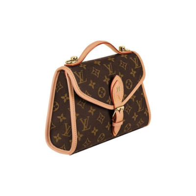 LOUIS VUITTON IVY 复古翻盖可调节可拆卸肩带经典老花 帆布拼天然牛皮 邮差包手提包单肩包斜挎包 女款 棕色