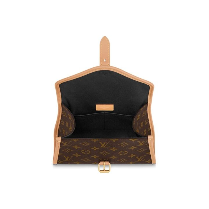 LOUIS VUITTON IVY 复古翻盖可调节可拆卸肩带经典老花 帆布拼天然牛皮 邮差包手提包单肩包斜挎包 女款 棕色