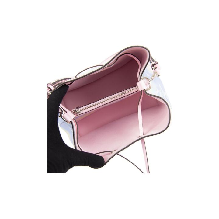 LOUIS VUITTON Neo系列 彩虹拼色老花印花水桶包手提单肩斜挎包 中号 女款 粉色