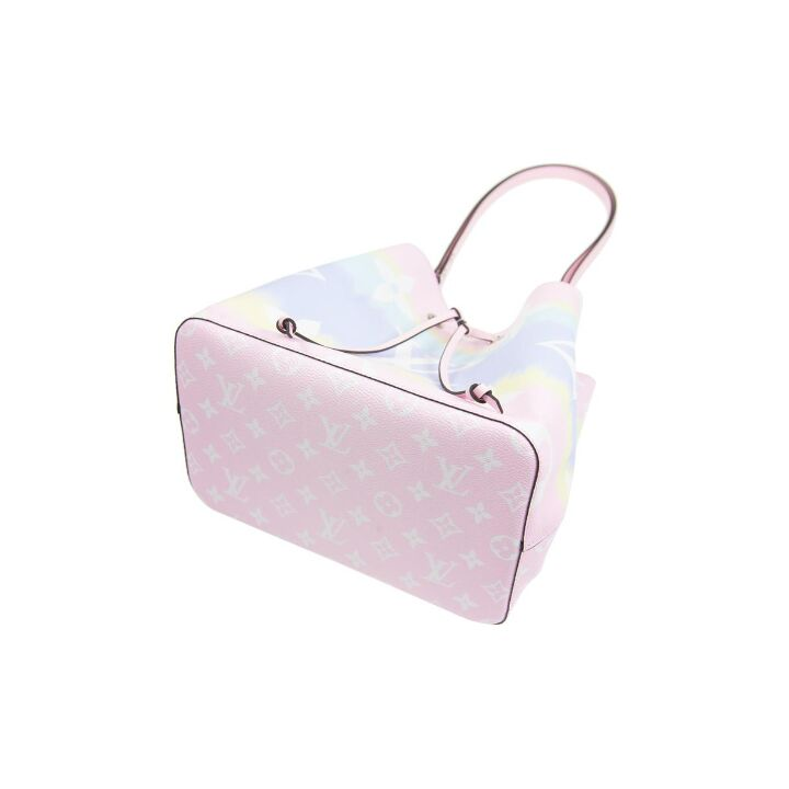 LOUIS VUITTON Neo系列 彩虹拼色老花印花水桶包手提单肩斜挎包 中号 女款 粉色
