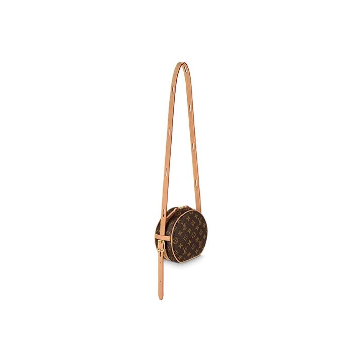 LOUIS VUITTON Boite Chapeau Souple系列 PM 经典老花满印拉链开合 涂层帆布拼牛皮 单肩斜挎包 小号 女款 棕色