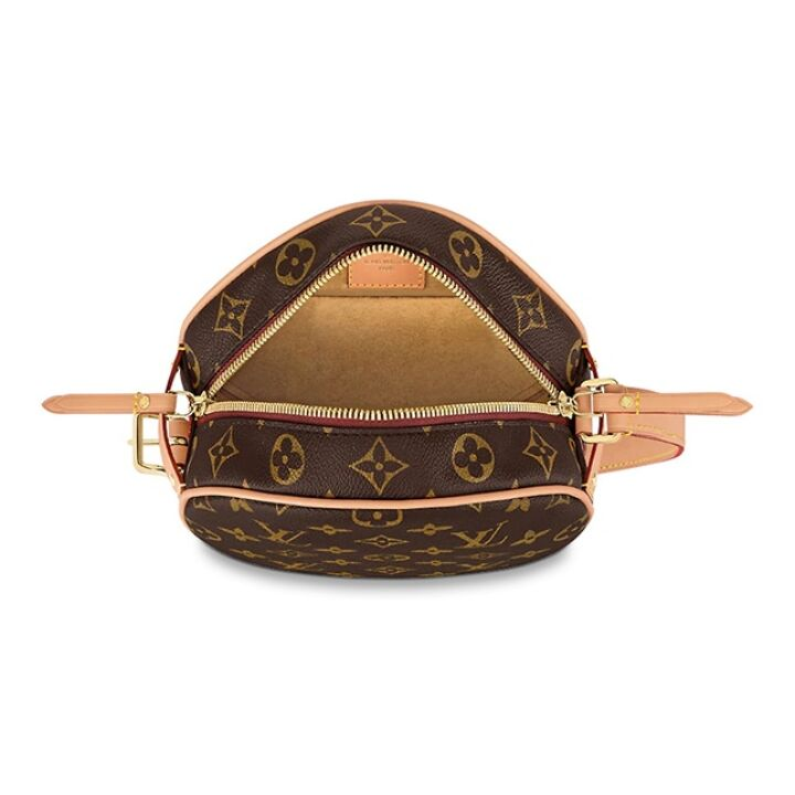 LOUIS VUITTON Boite Chapeau Souple系列 PM 经典老花满印拉链开合 涂层帆布拼牛皮 单肩斜挎包 小号 女款 棕色