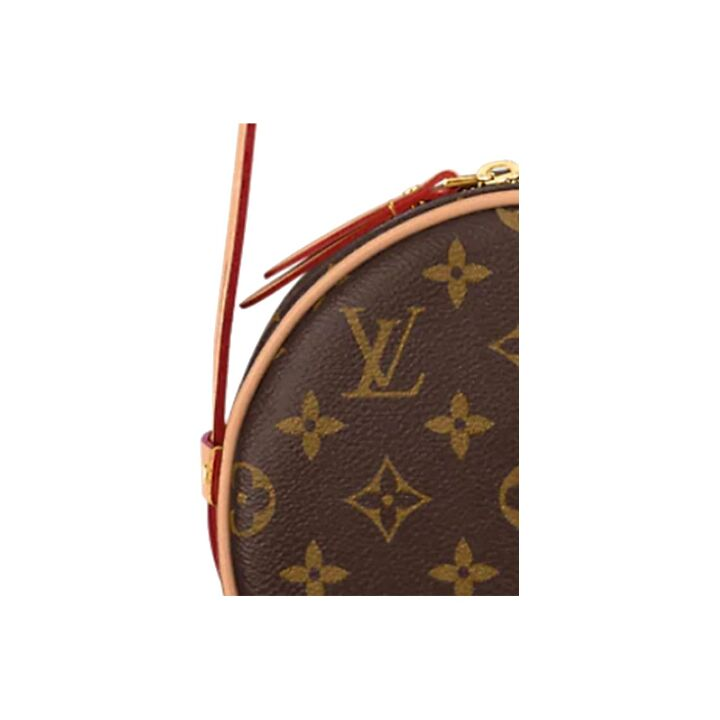 LOUIS VUITTON Boite Chapeau Souple系列 PM 经典老花满印拉链开合 涂层帆布拼牛皮 单肩斜挎包 小号 女款 棕色