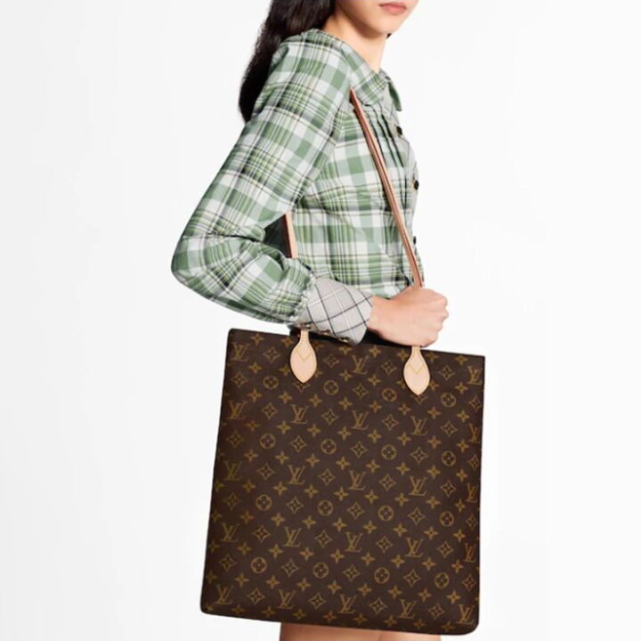 LOUIS VUITTON Carry It 经典老花 牛皮拼帆布 托特包Tote包购物袋单肩包 女款 棕色