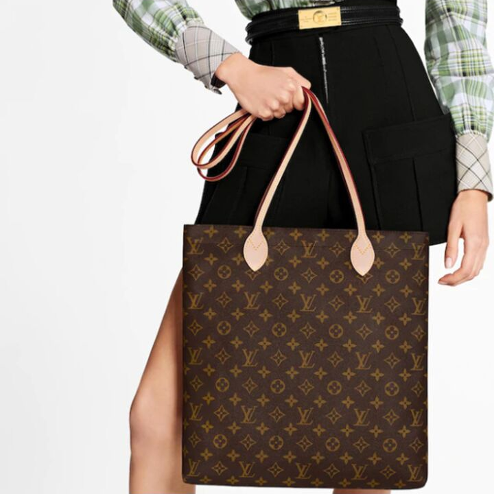 LOUIS VUITTON Carry It 经典老花 牛皮拼帆布 托特包Tote包购物袋单肩包 女款 棕色