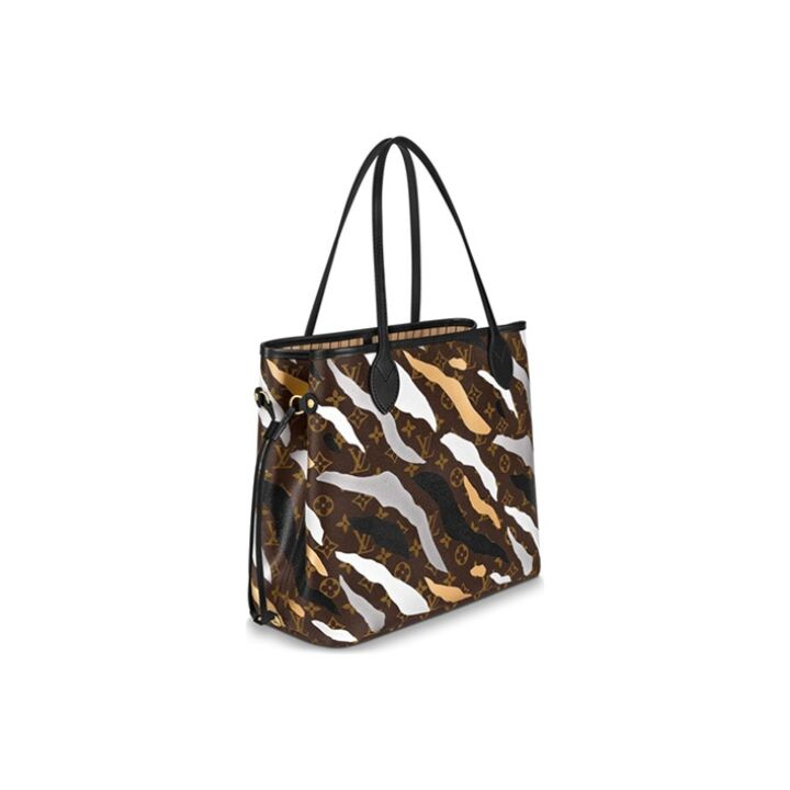 LOUIS VUITTON x 英雄联盟联名款 NEVERFULL 老花 牛皮 托特包Tote子母包单肩手提包 中号 女款 迷彩棕色