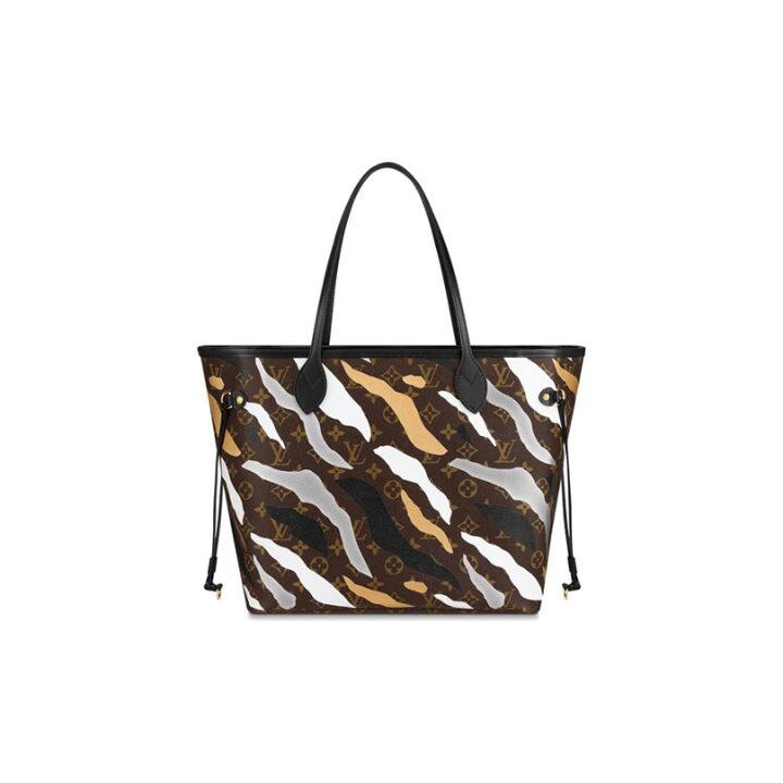 LOUIS VUITTON x 英雄联盟联名款 NEVERFULL 老花 牛皮 托特包Tote子母包单肩手提包 中号 女款 迷彩棕色
