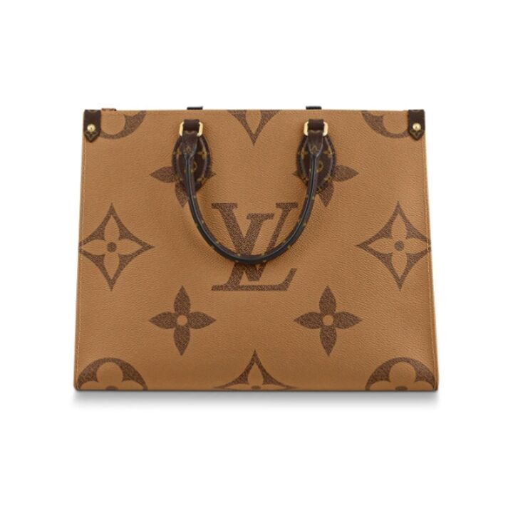 LOUIS VUITTON ONTHEGO MM 经典老花 涂层帆布 托特包Tote包购物袋手提单肩包 中号 女款 棕色/焦糖色拼色 #黑色肩带#