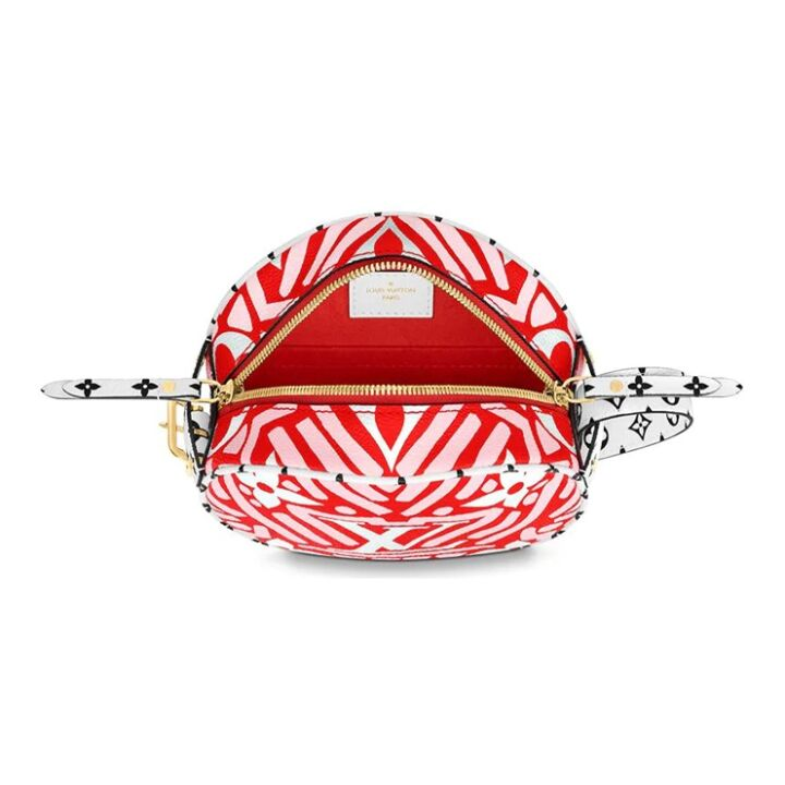 OUIS VUITTON  Petite Boite Chapeau 老花印花 涂层帆布拼牛皮革 单肩斜挎手提包 小号 女款 红色
