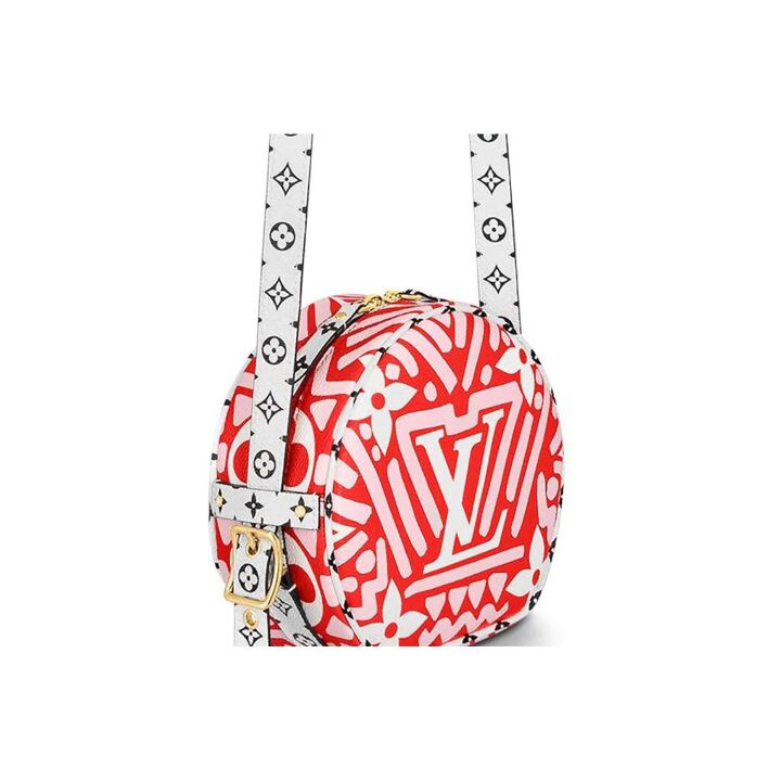 OUIS VUITTON  Petite Boite Chapeau 老花印花 涂层帆布拼牛皮革 单肩斜挎手提包 小号 女款 红色