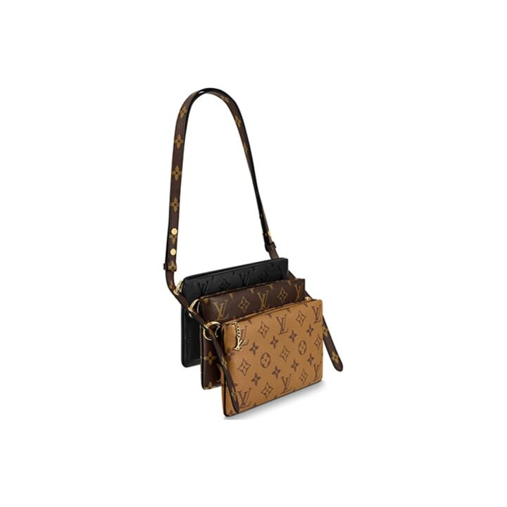 LOUIS VUITTONv3 Pouch 三合一 多功能组合经典老花 小羊皮 手拿包斜挎包单肩包 女款 棕色/焦糖色/黑色