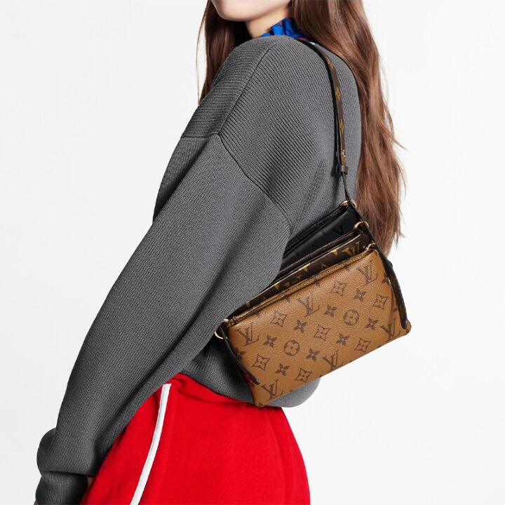 LOUIS VUITTONv3 Pouch 三合一 多功能组合经典老花 小羊皮 手拿包斜挎包单肩包 女款 棕色/焦糖色/黑色