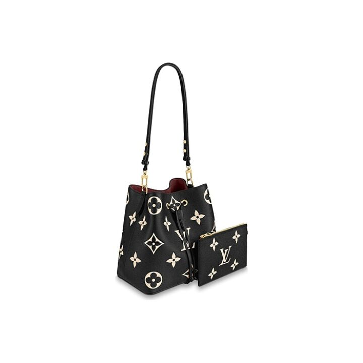 LOUIS VUITTON NONO 老花印花 粒面牛皮革 水桶包单肩包斜挎包手提包 中号 女款 黑色