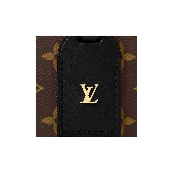 LOUIS VUITTON PETITE MALLE Souple 经典老花时尚复古优雅链条 涂层帆布铆接皮革边角拼皮革名牌 手提单肩斜挎包 女款 棕色/黑色
