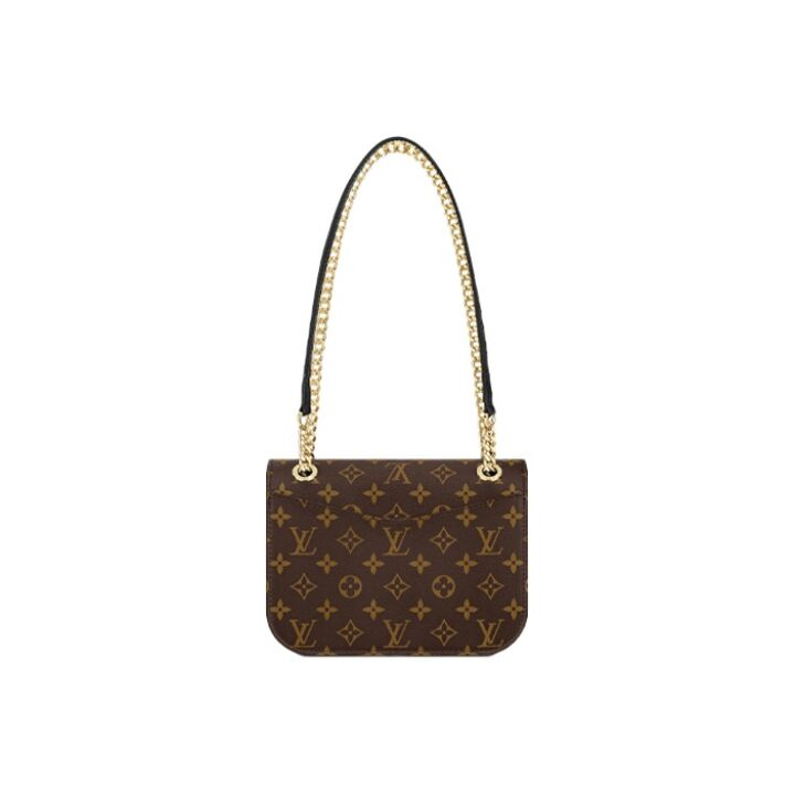 LOUIS VUITTON Passy 经典老花可调节肩带 涂层帆布拼牛皮饰边 邮差包斜挎单肩包 女款 棕色