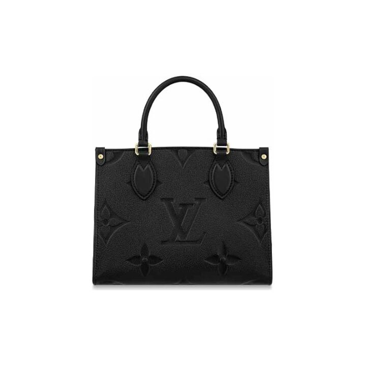LOUIS VUITTON ONTHEGO 老花压纹 牛皮 托特包Tote包购物袋单肩斜挎手提包 小号 女款 黑色